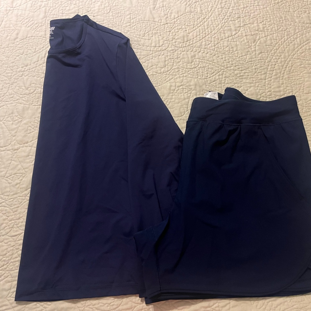 Lands End Navy Long Sleeve Shirt and shorts swim set